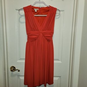 Boston Proper Orange Sheath Midi Dress Halter Cap Sleeve